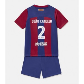 Barcelona Joao Cancelo #2 Hjemmebanesæt Børn 2023-24 Kort ærmer (+ korte bukser)